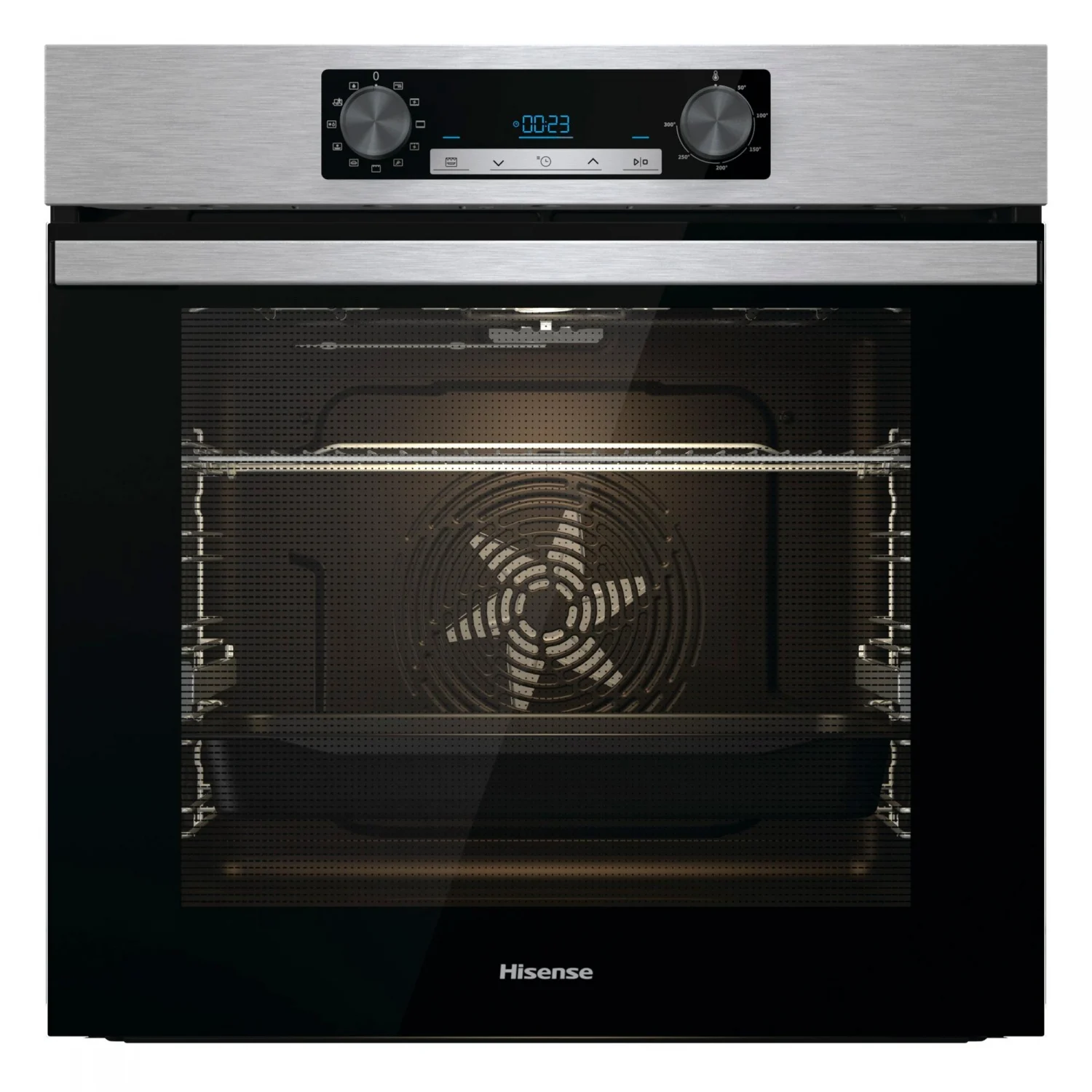 Horno Multifunción Hisense BI62216AX, 2.5 kW, 77 L, Apertura Abatible, 11 Funciones de Cocción, Eficiencia A - Inox
