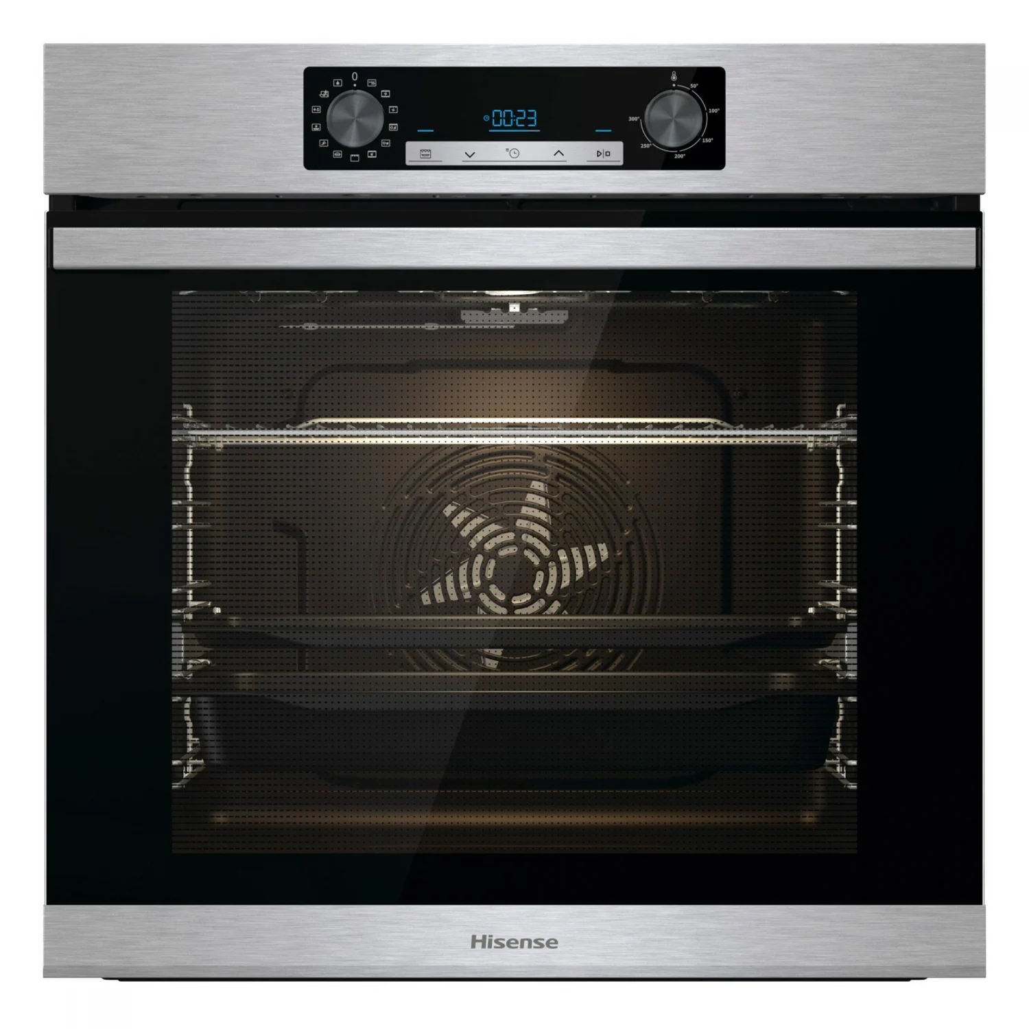 Horno Multifunción Hisense BSA65226AX, 3.5 kW, 77 L, Apertura Abatible, 9 Funciones de Cocción, Eficiencia A - Gris