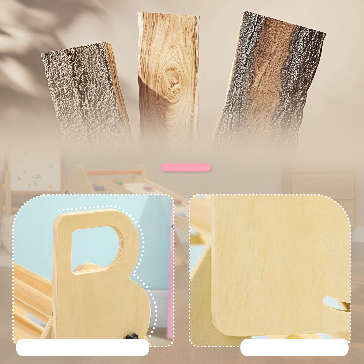 Triángulo De Escalada De Madera Plegable Natural Aiyaplay