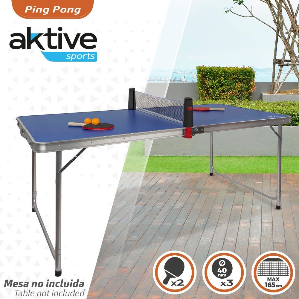 Pack Ping Pong Con 2 Raquetas, Red Y Pelotas Aktive