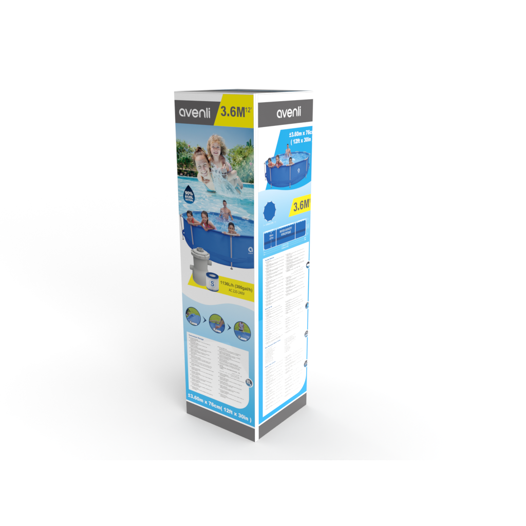 Piscina Tubular Montable Avenli Capacidad 6125l. Medidas De 360cm Y 76cm, Con Depuradora.