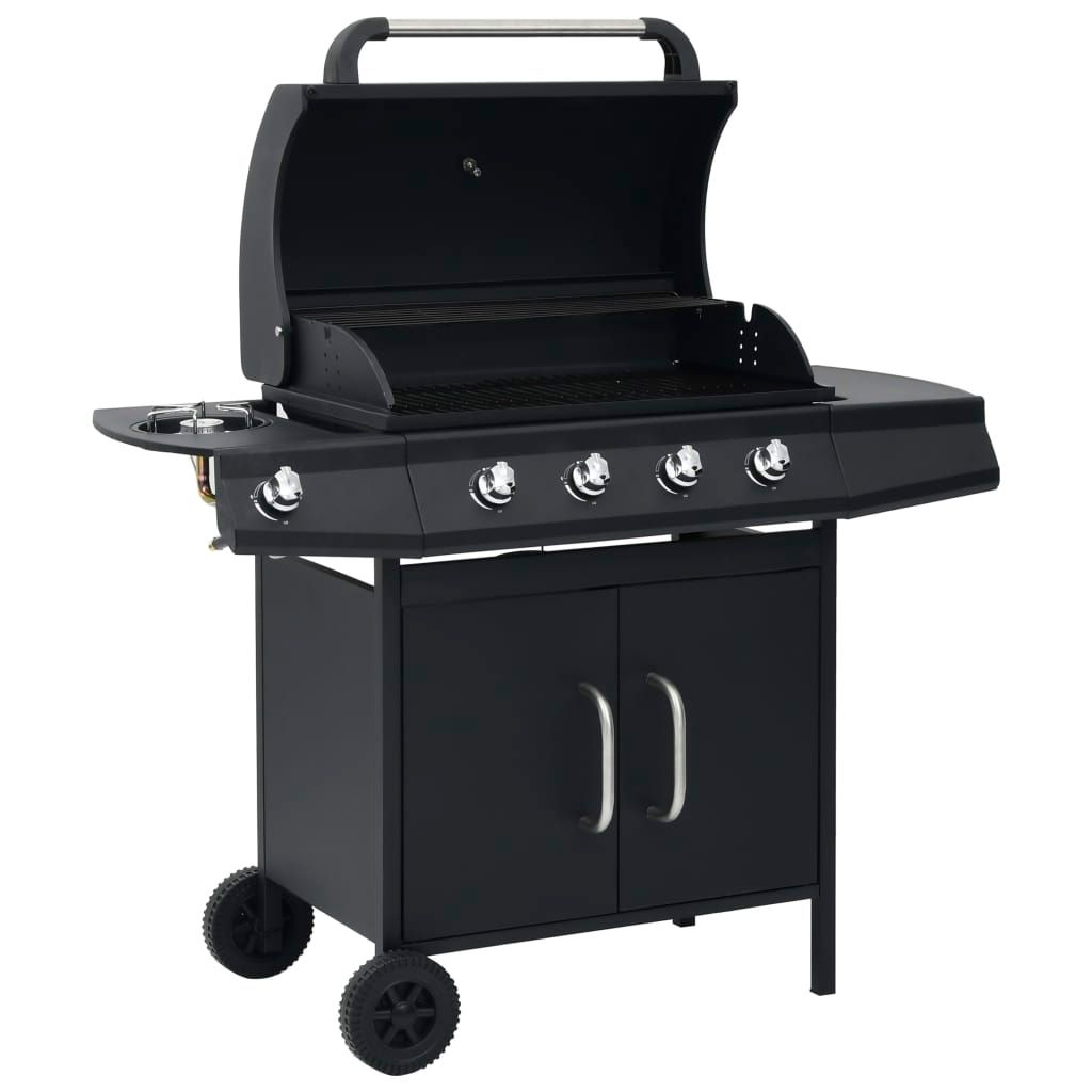 Barbacoa Grill De Gas 4+1 Quemadores Negro Vidaxl