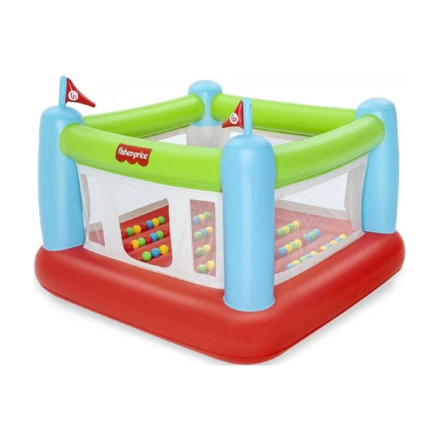 Saltador Hinchable Con 50 Bolas De Juego Bestway Bounce Sensational 175x173x135 Cm Multicolor Con Malla De Seguridad