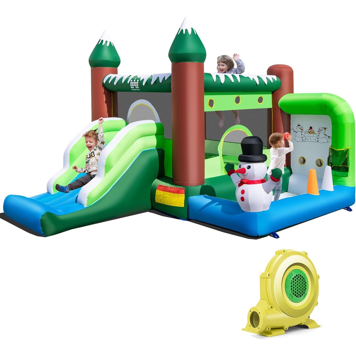 Castillo Hinchable Para Niños 3-10 Años, Castillo Hinchable Grande Temático Costway 163 X 67 X 33 Cm
