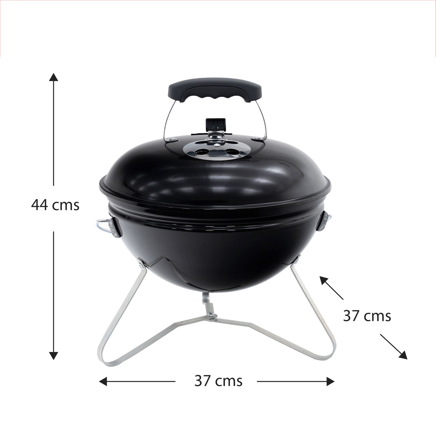 Barbacoa De Carbón Portátil De Sobremesa Kekai Tahoe  37x37x44 Cm Tapa Con Sistema De Transporte Y Bloqueo Esmaltado Negro