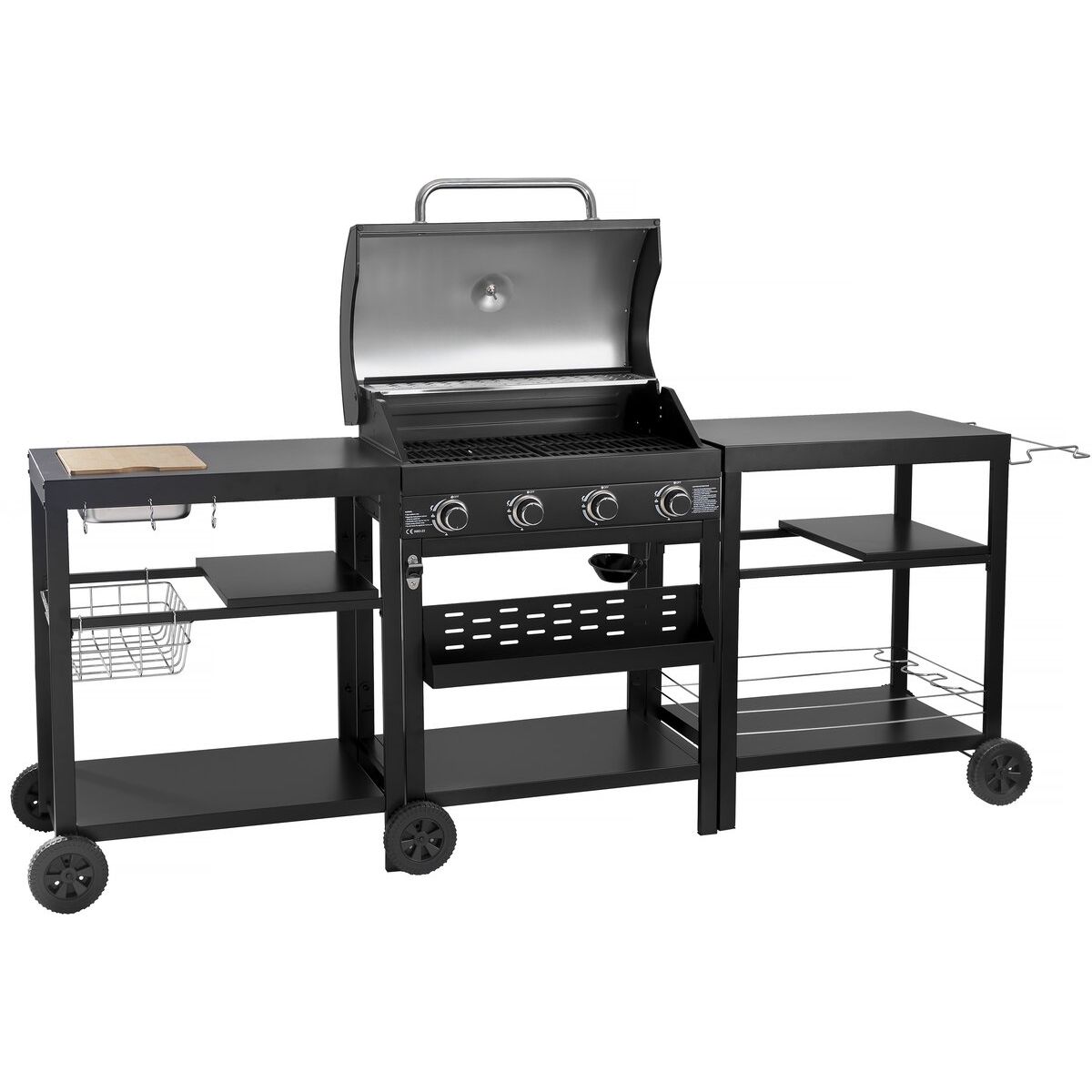 Barbacoa De Gas Para Cocina Exterior - 12 Kw - 4 Fuegos - Negro