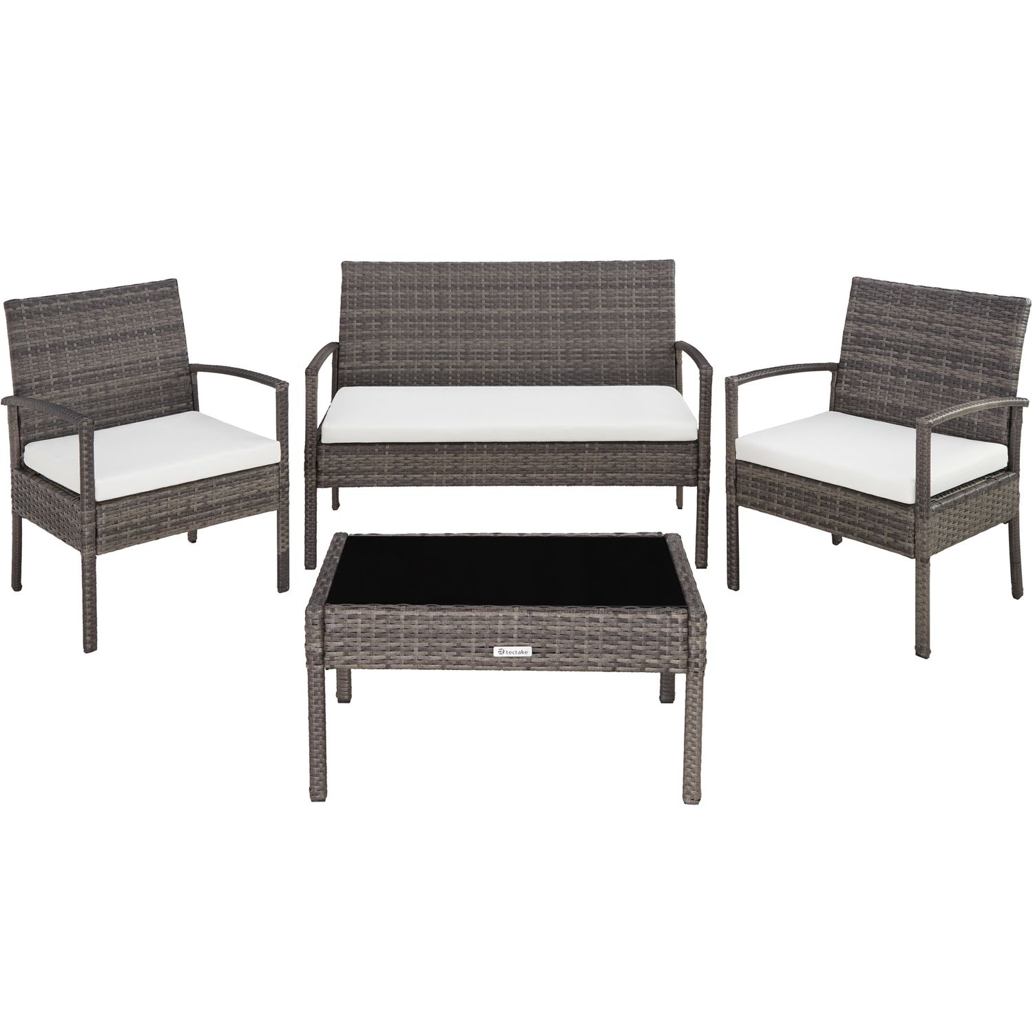 Conjunto De Ratán Esparta 3+1 - Gris