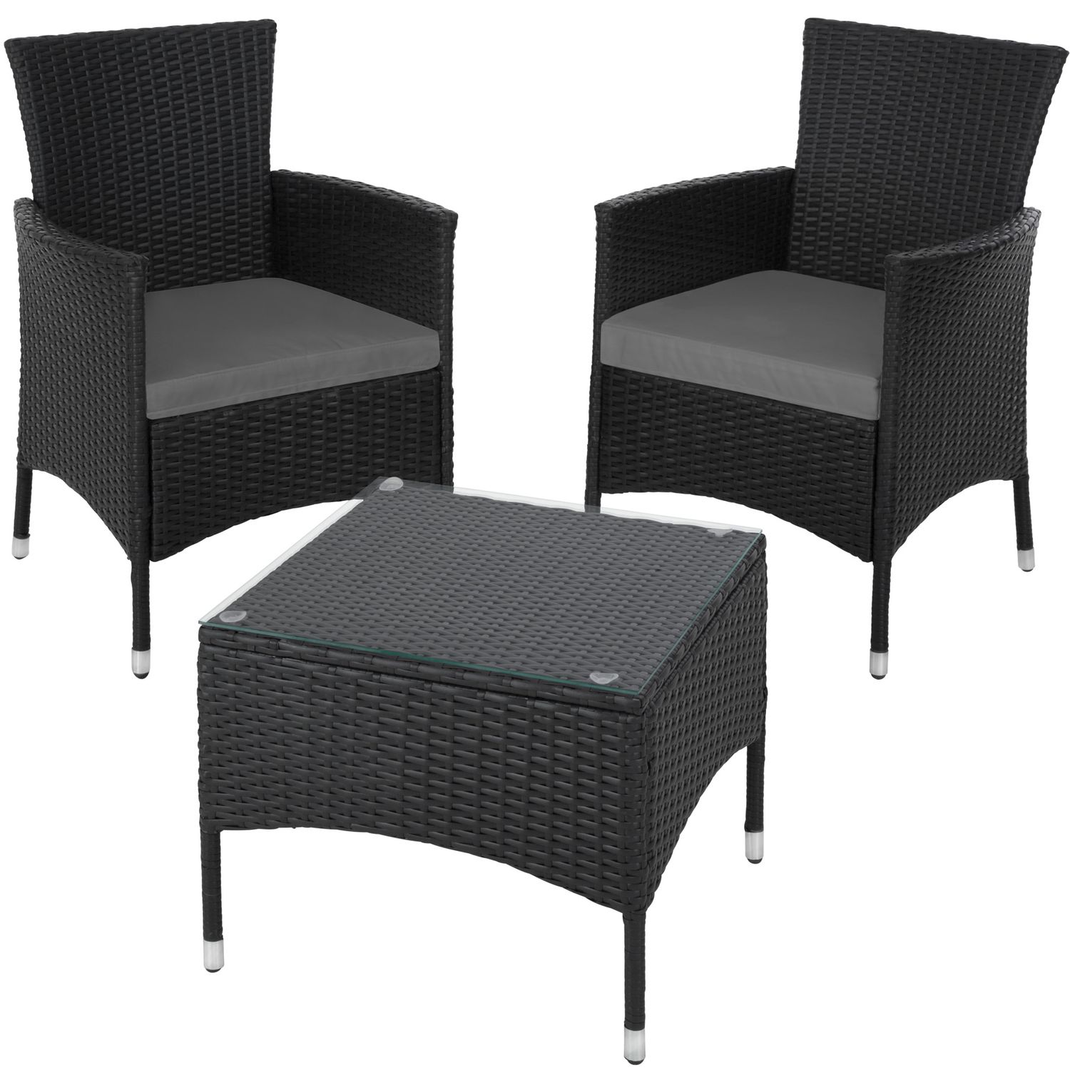 Conjunto De Ratán Luzern Con 4 Fundas - Negro