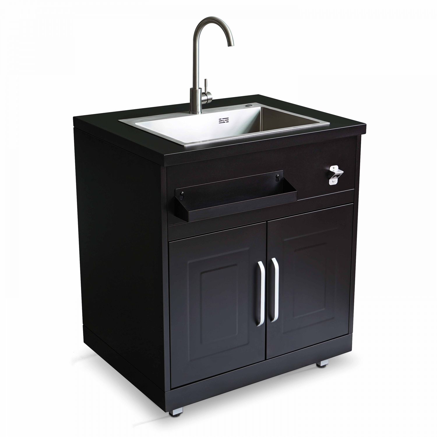 Mueble Fregadero De 2 Puertas Para Cocina Exterior Negro Oviala