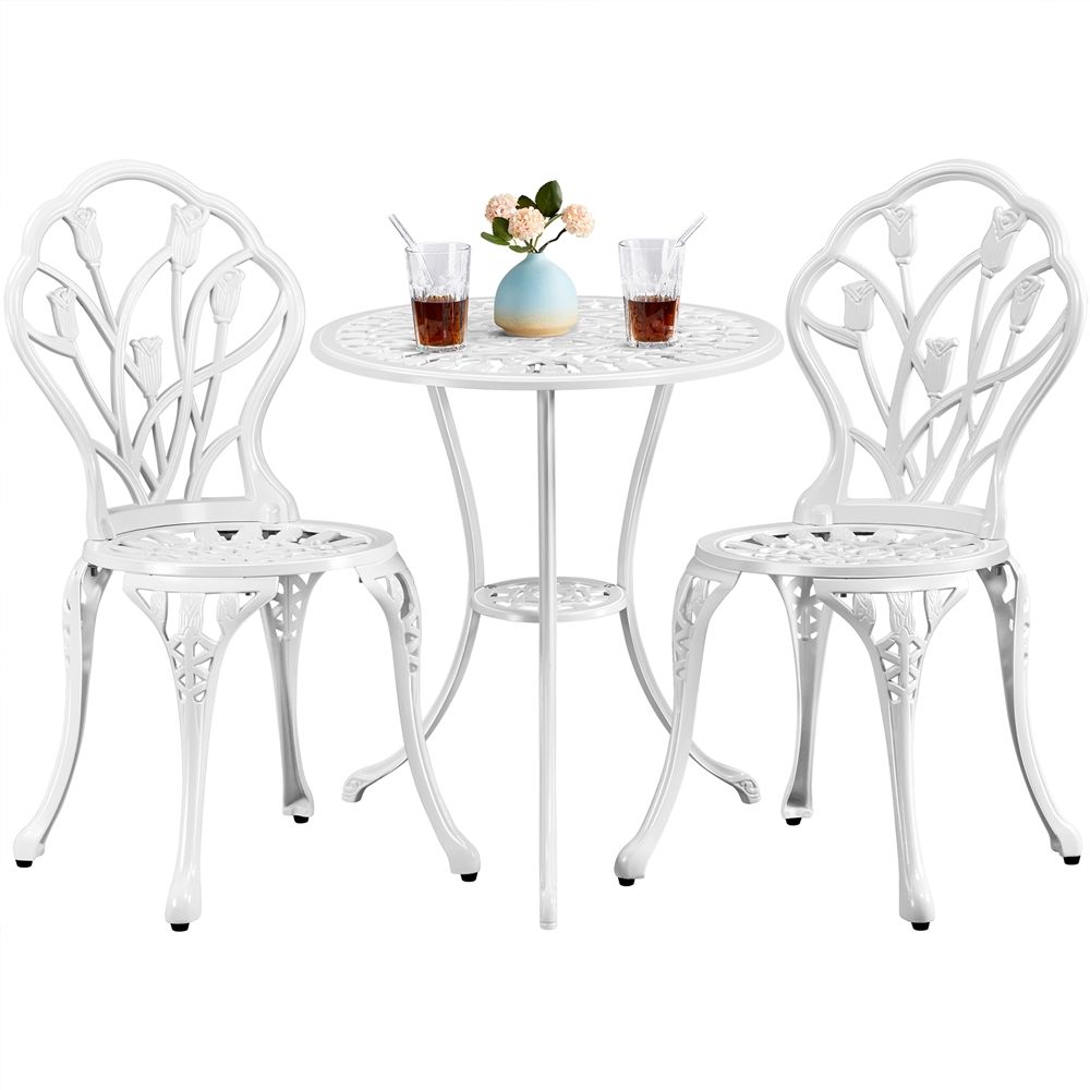 Conjunto De Mesa Y Silla Exterior Para Jardín Balcón Blanco