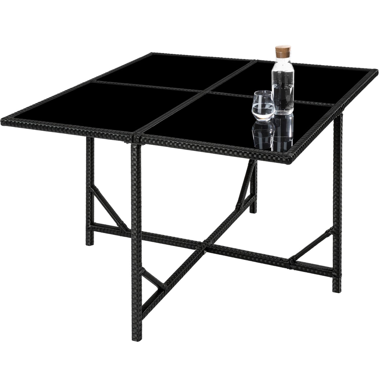 Conjunto De Ratán Bilbao 4+4+1 Funda Protectora - Negro/gris