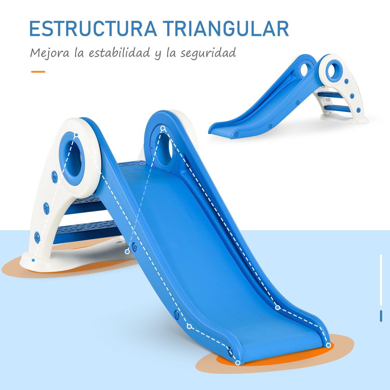 Tobogán Infantil Con Escalera Y Rampa Azul Homcom