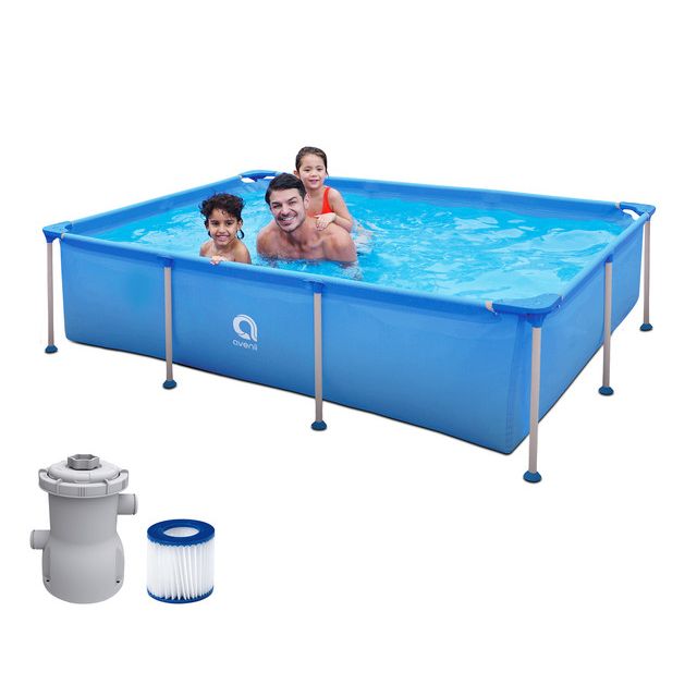 Piscina Tubular Avenli Steelsuper Frame Pool Set. Capacidad 2612l. Medidas 258cmx179cmx66cm, Con Depuradora.