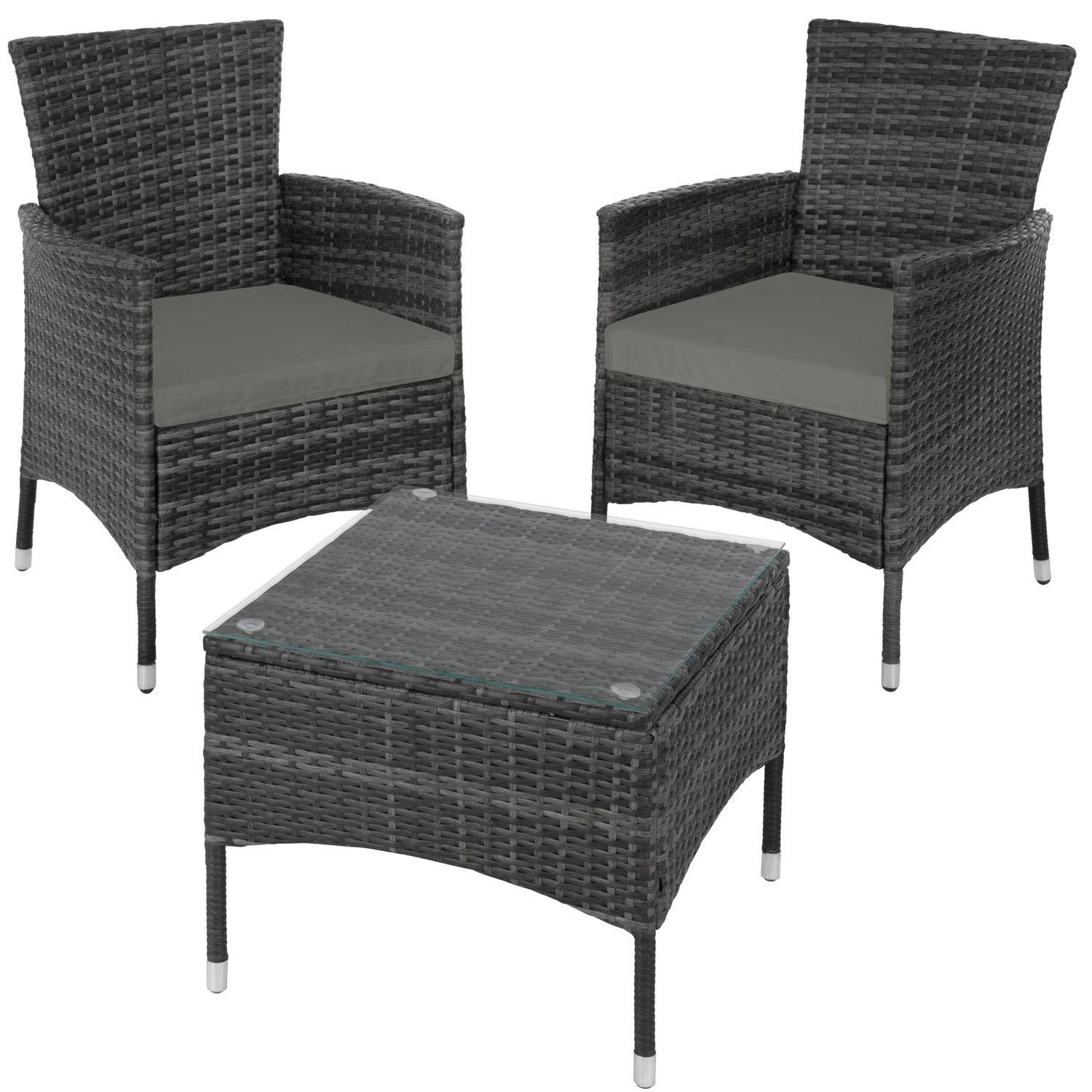 Conjunto De Ratán Luzern Con 4 Fundas - Gris