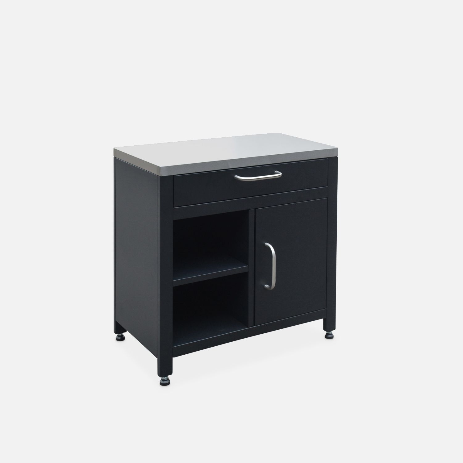 Cocina Exterior De Acero 1 Cajón Y 1 Puerta, 80cm, Negro