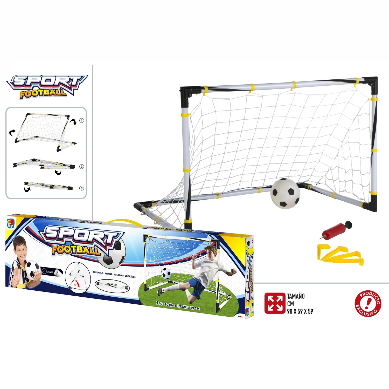 Porteria Futbol Plegable 90x59x59 cm