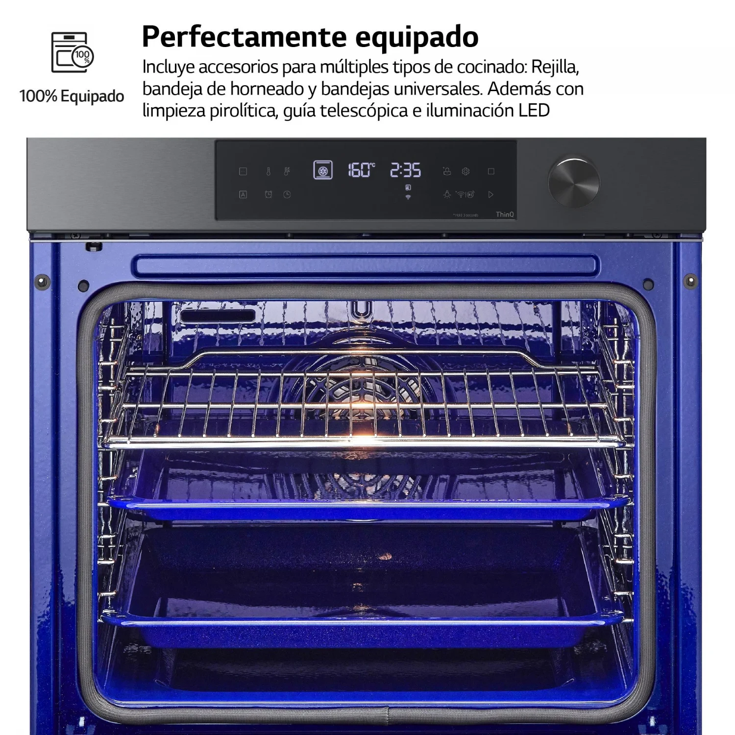 Horno Multifunción LG WS7D7632WB, 3.5 kW, 76 L, Apertura Abatible, 15 Funciones de Cocción, Eficiencia A+ - Negro
