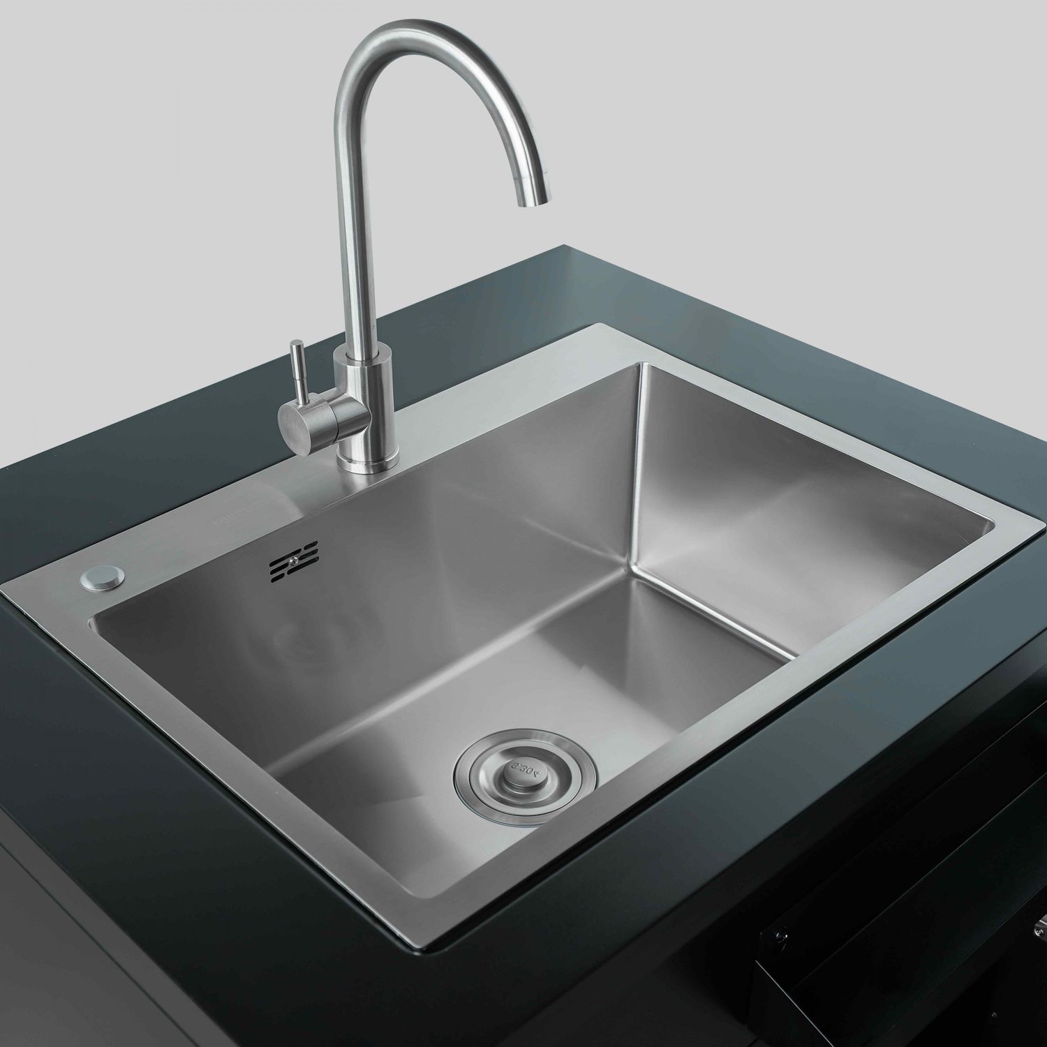 Mueble Fregadero De 2 Puertas Para Cocina Exterior Negro Oviala