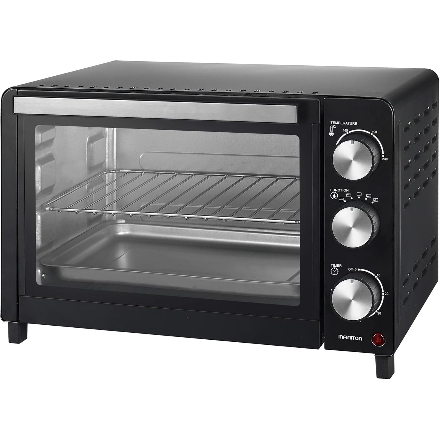 Infiniton Hsm-a18n – Horno Sobremesa, Negro, 18l, 1200w, Doble Acristalamiento, Control De Temperatura, Temporizador 60 Min.