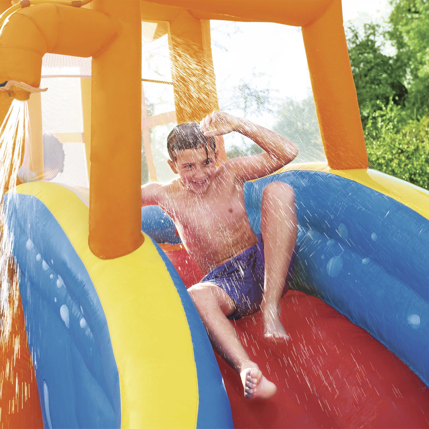 Castillo Hinchable Acuático Bestway Huricane Tunnel Blast Mega Parque 420x320x260 Cm