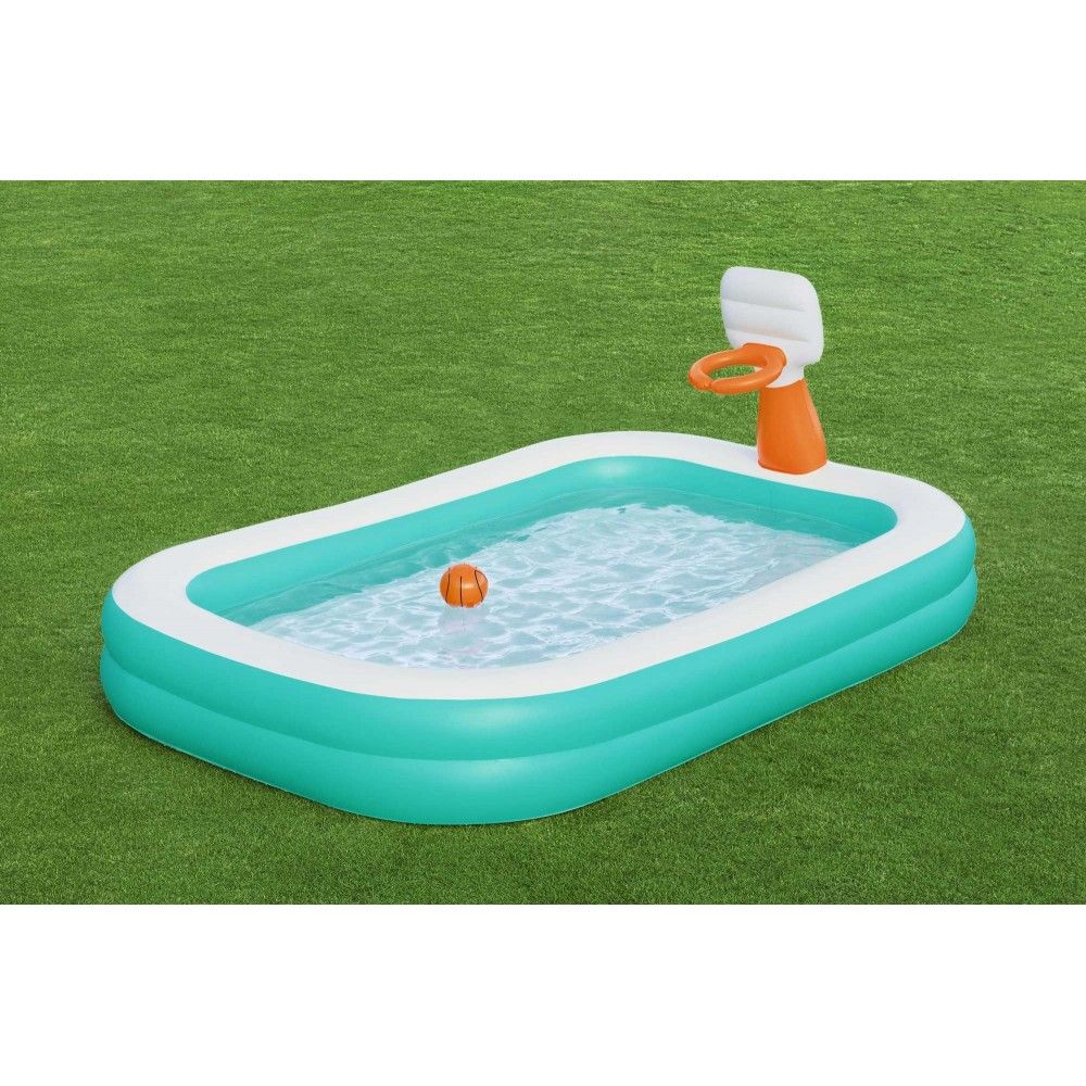Bestway Piscina Hinchable Infantil Juego Basket 251x168x102 Cm +3 Años Jardin 54445