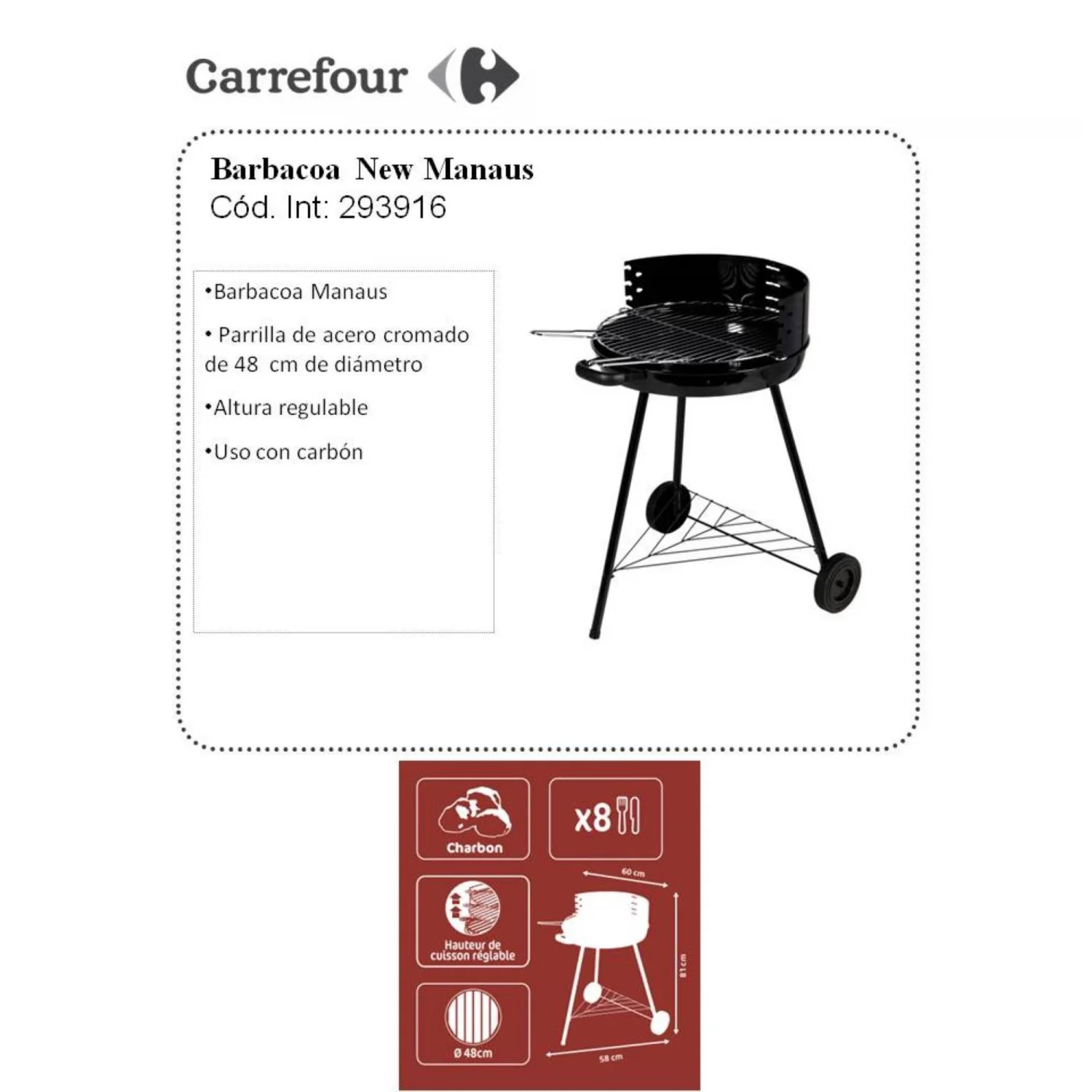 Barbacoa de Carbón New Manaus 48 cm