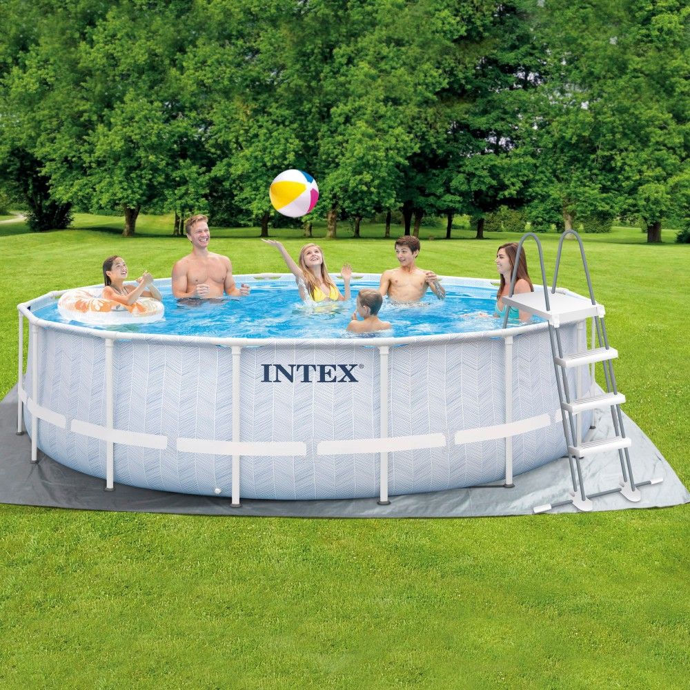 Piscina Desmontable Tubular Circular Pvc 488x122cm Gris Intex Con Depuradora