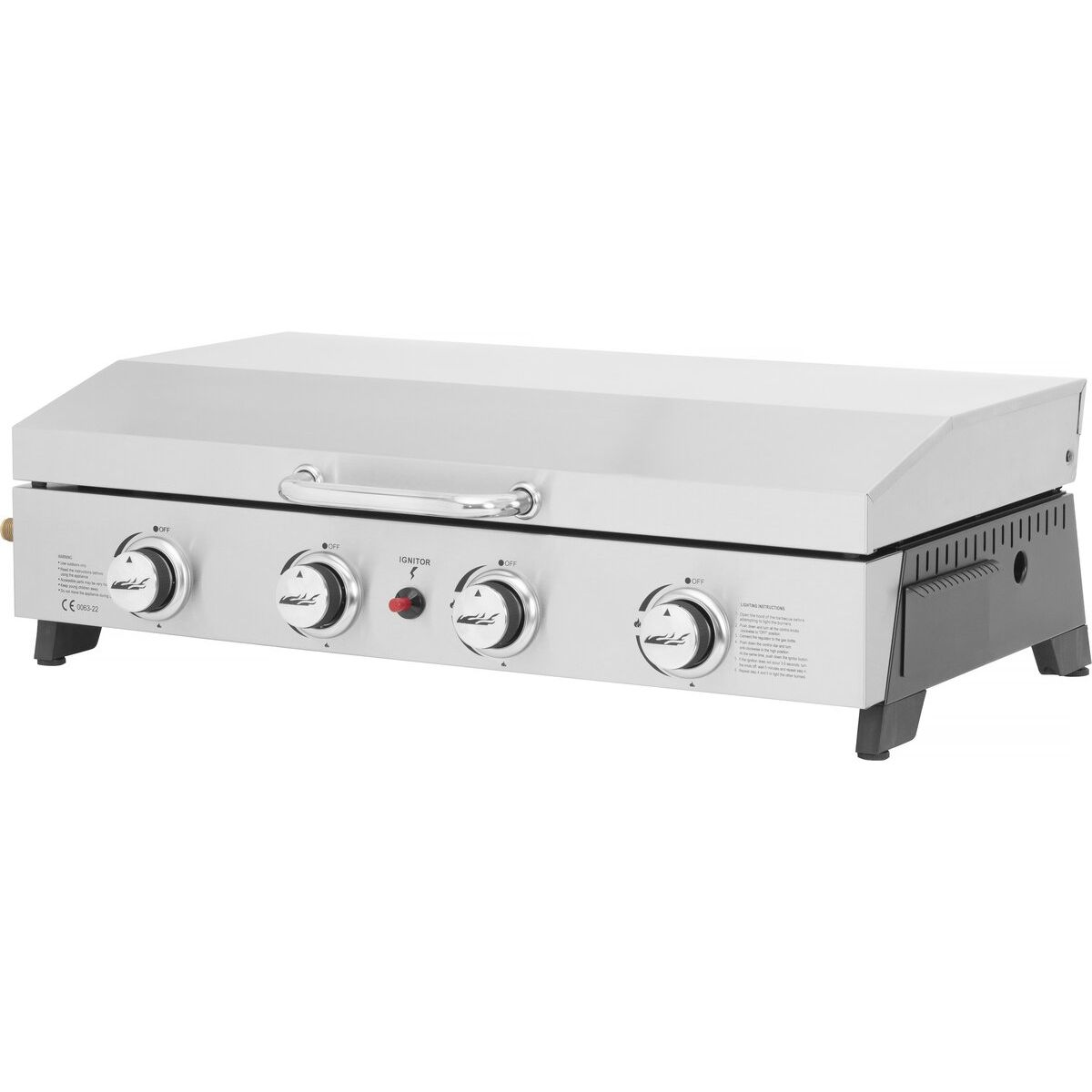 Plancha De Gas 4 Quemadores Con Tapa 