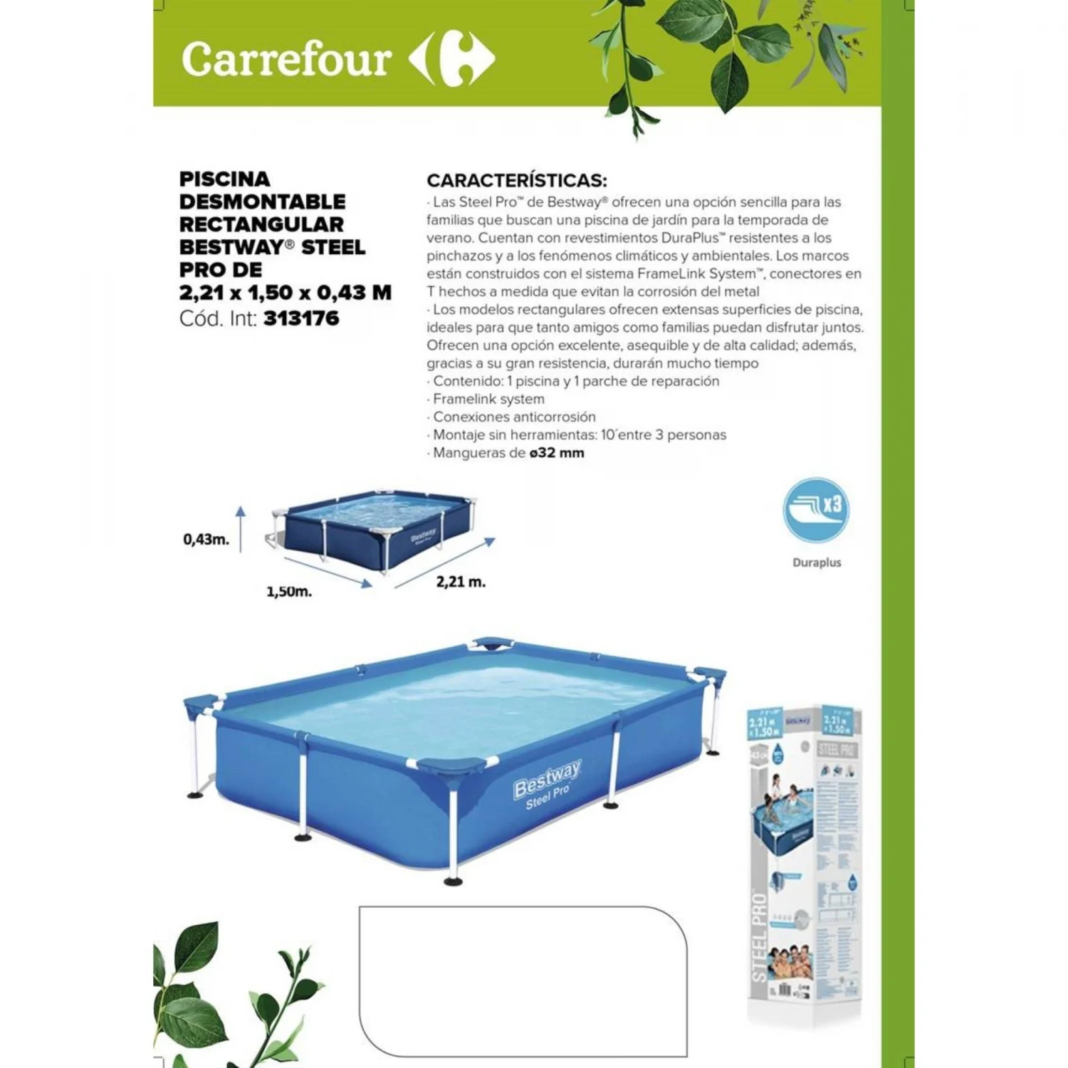 Piscina Tubular 221x150x43 cm Bestway