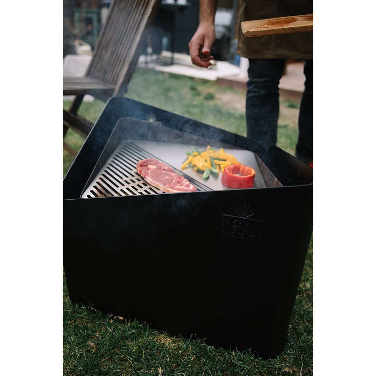 Krak Brasero Negro 3 En 1 - Levant + Grille + Plateau Noir