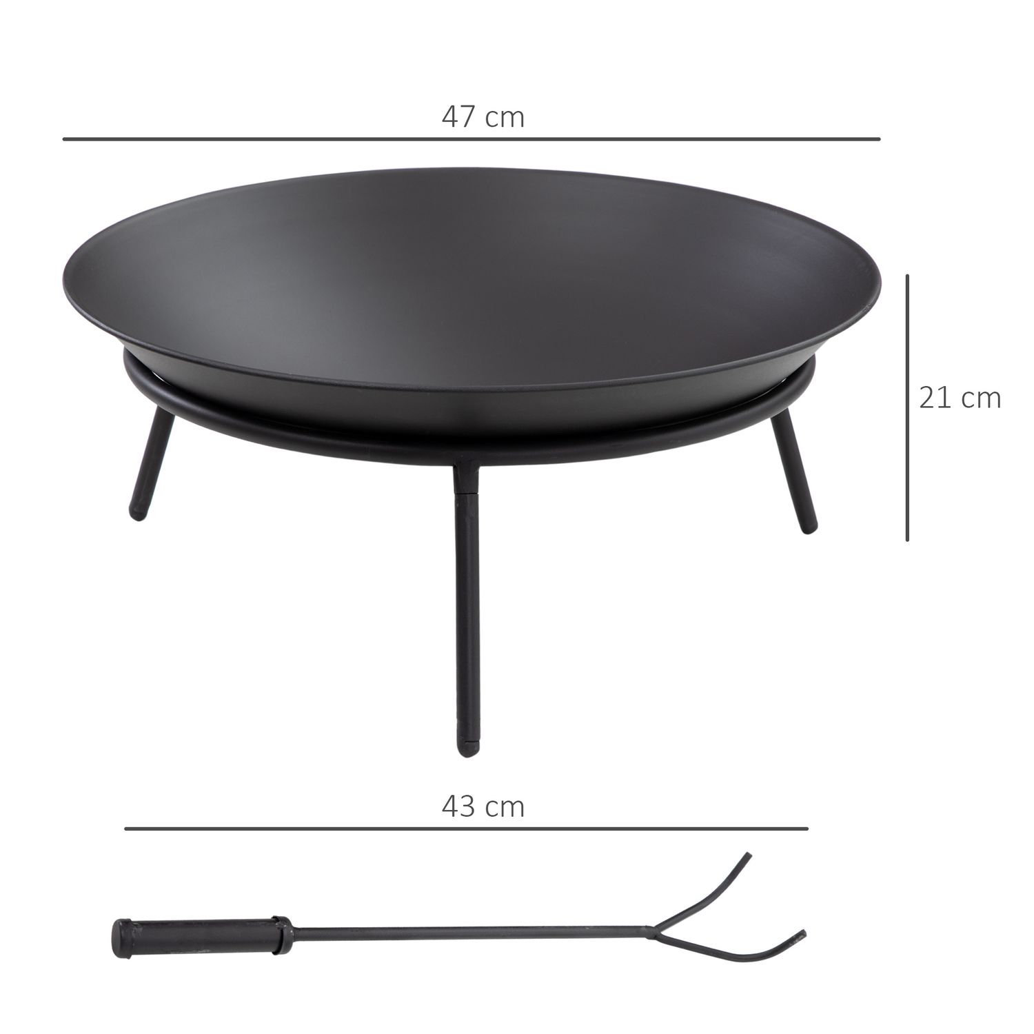 Brasero Exterior Para Jardín De Metal Ø47x21 Cm-outsunny. Negro