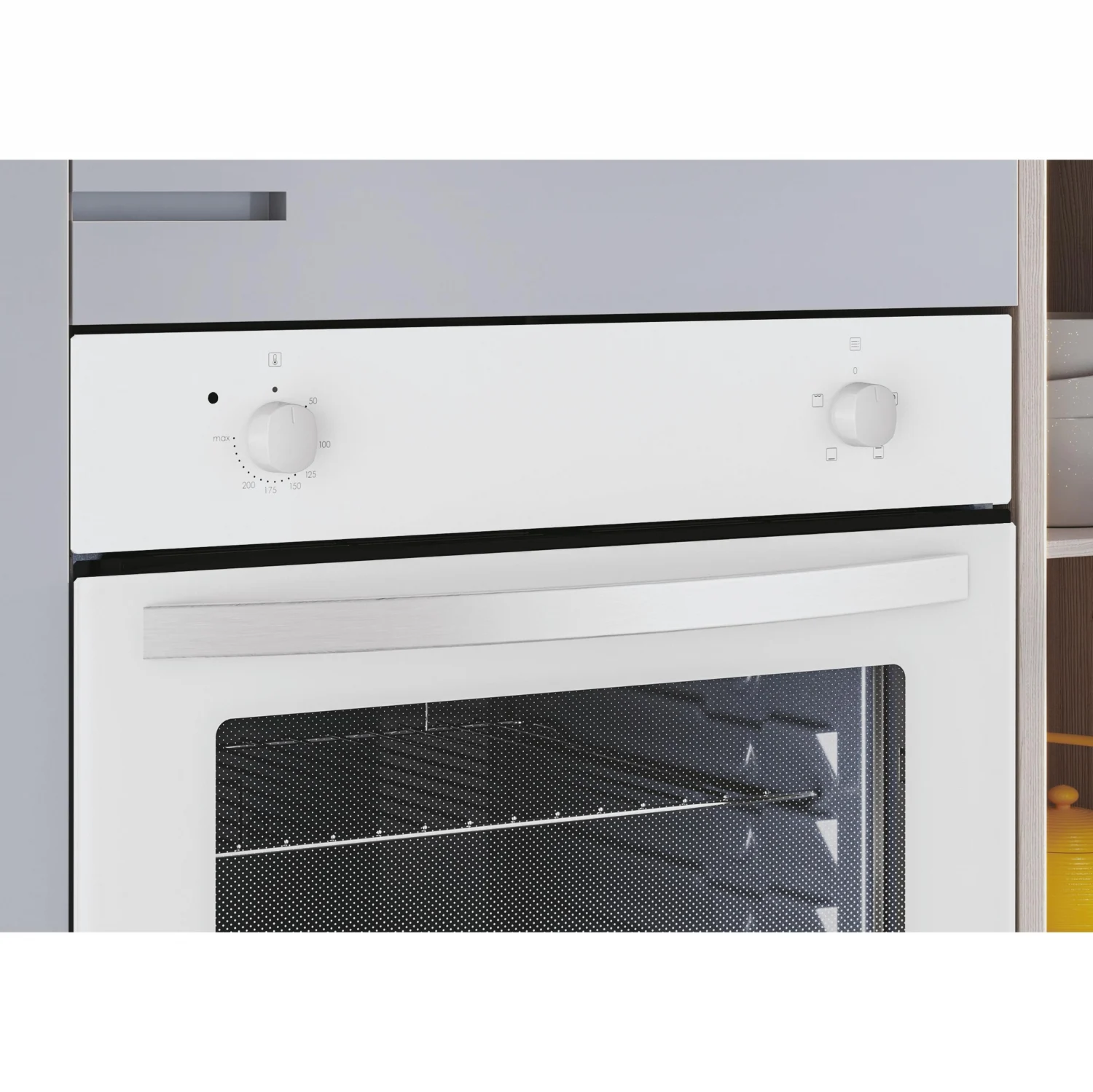 Horno Convencional Candy FIDC B100, 2100 W, 70 L, Apertura Abatible, 3 Funciones de Cocción, Eficiencia A - Blanco