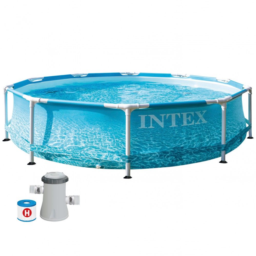 Piscina Desmontable Tubular Circular Pvc Ø305x76 Cm Azul Intex Con Depuradora