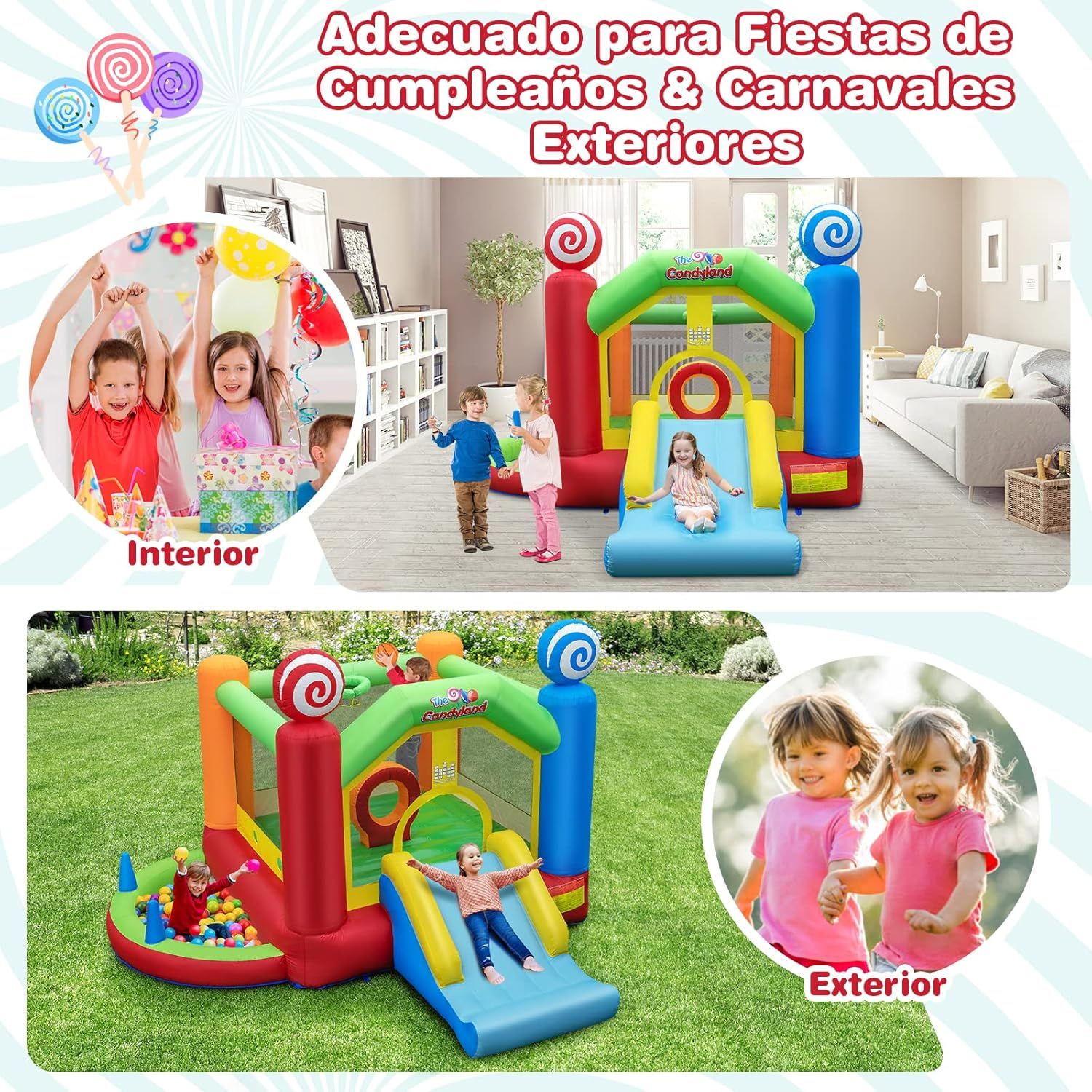 Castillo Hinchable Castillo Hinchable Grande Niños 3 Años +, Costway 385 X 355 X 245 Cm