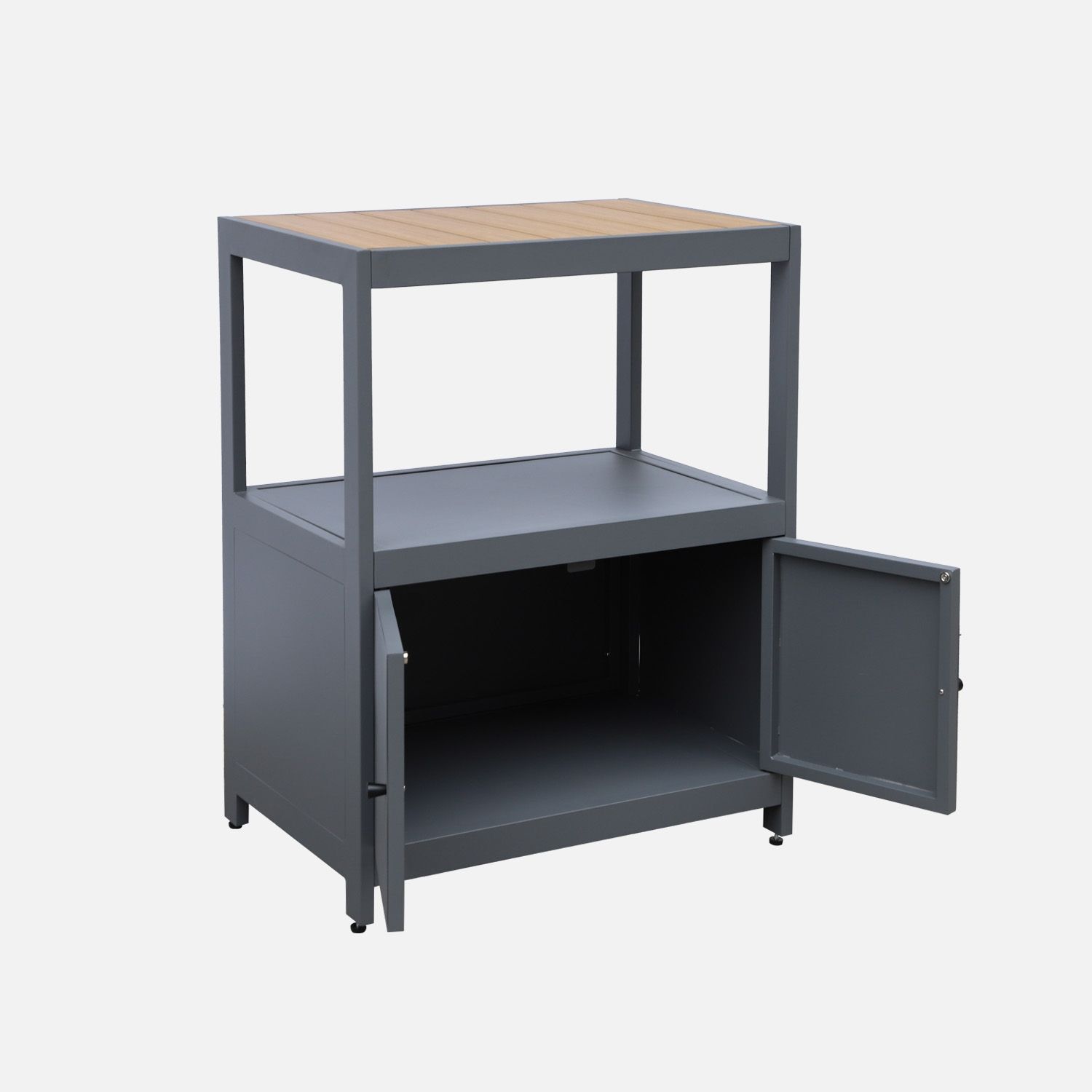 Cocina Exterior De Aluminio Y Polywood Con 2 Puertas, Antracita