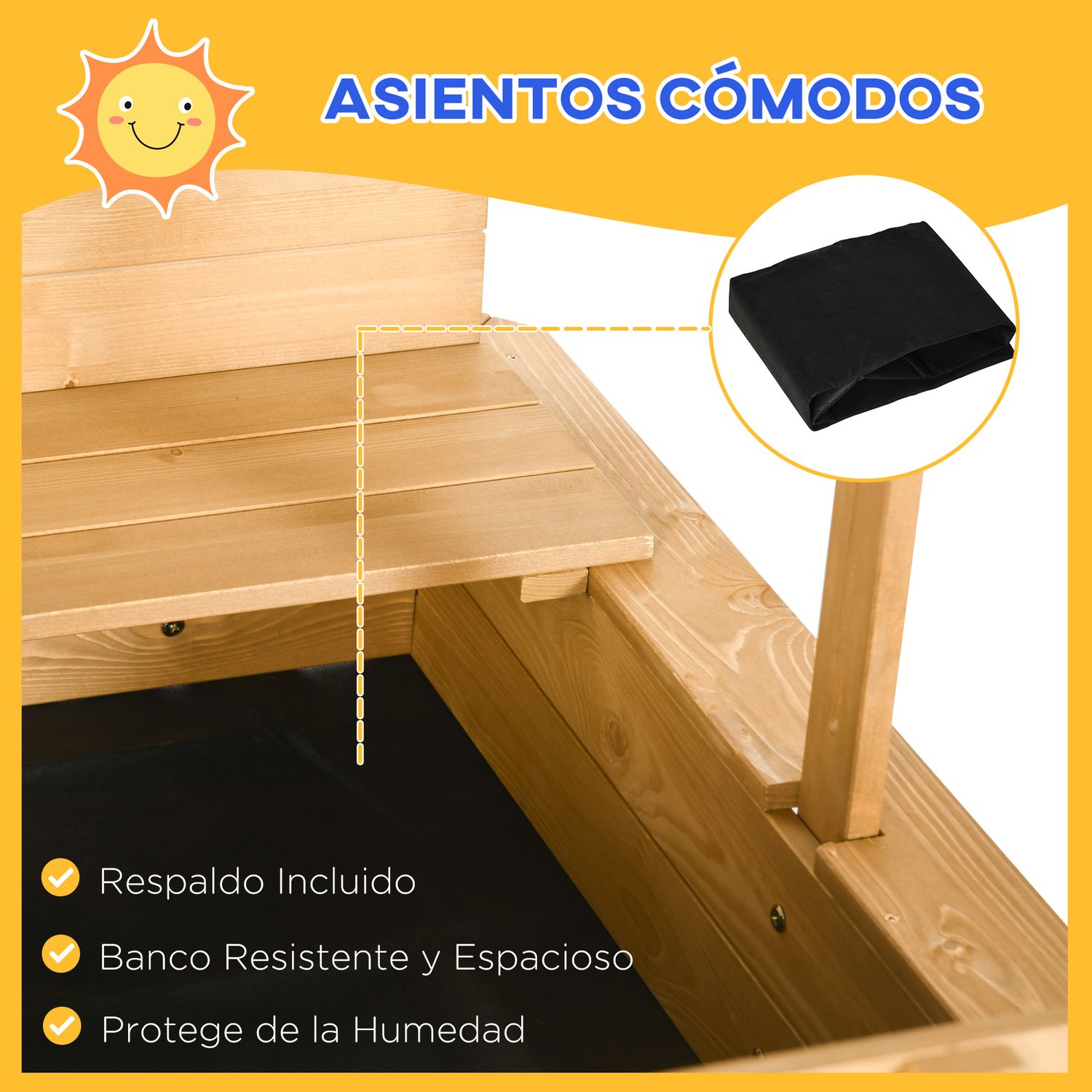 Arenero Para Niños Con Toldo Ajustable En Altura Natural Outsunny