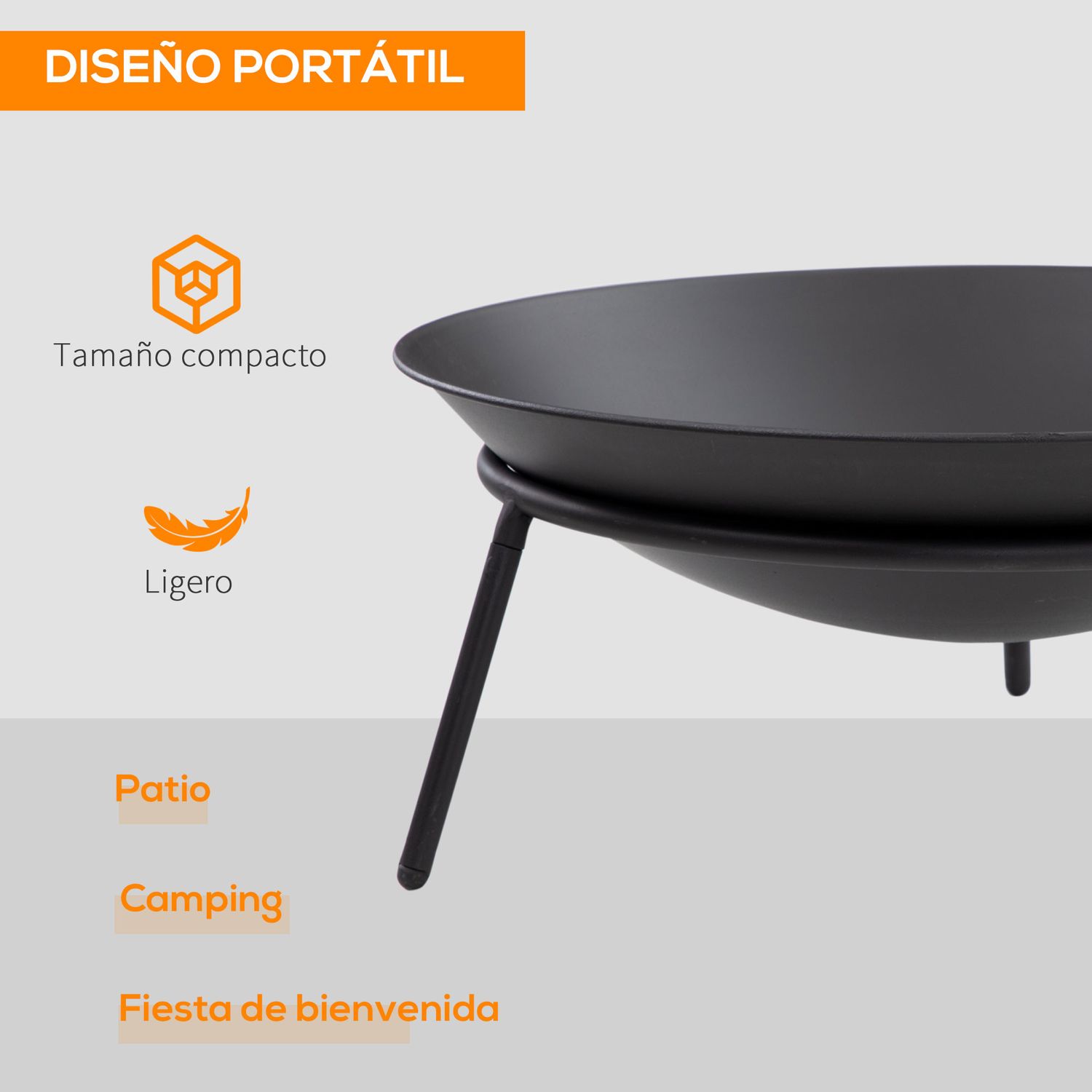 Brasero Exterior Para Jardín De Metal Ø47x21 Cm-outsunny. Negro