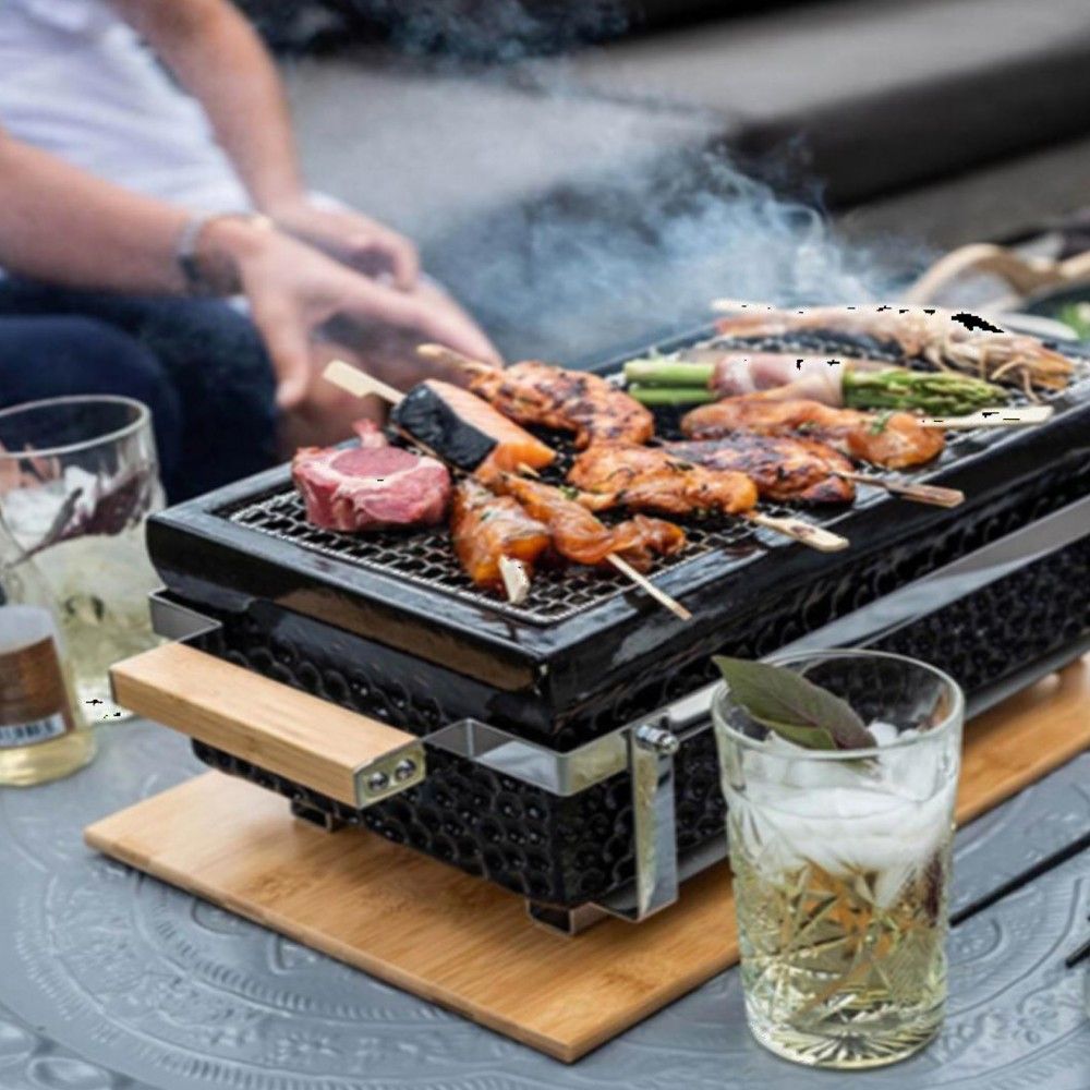 Parrilla De Mesa Rectangular Japonesa Tradicional Sumibi