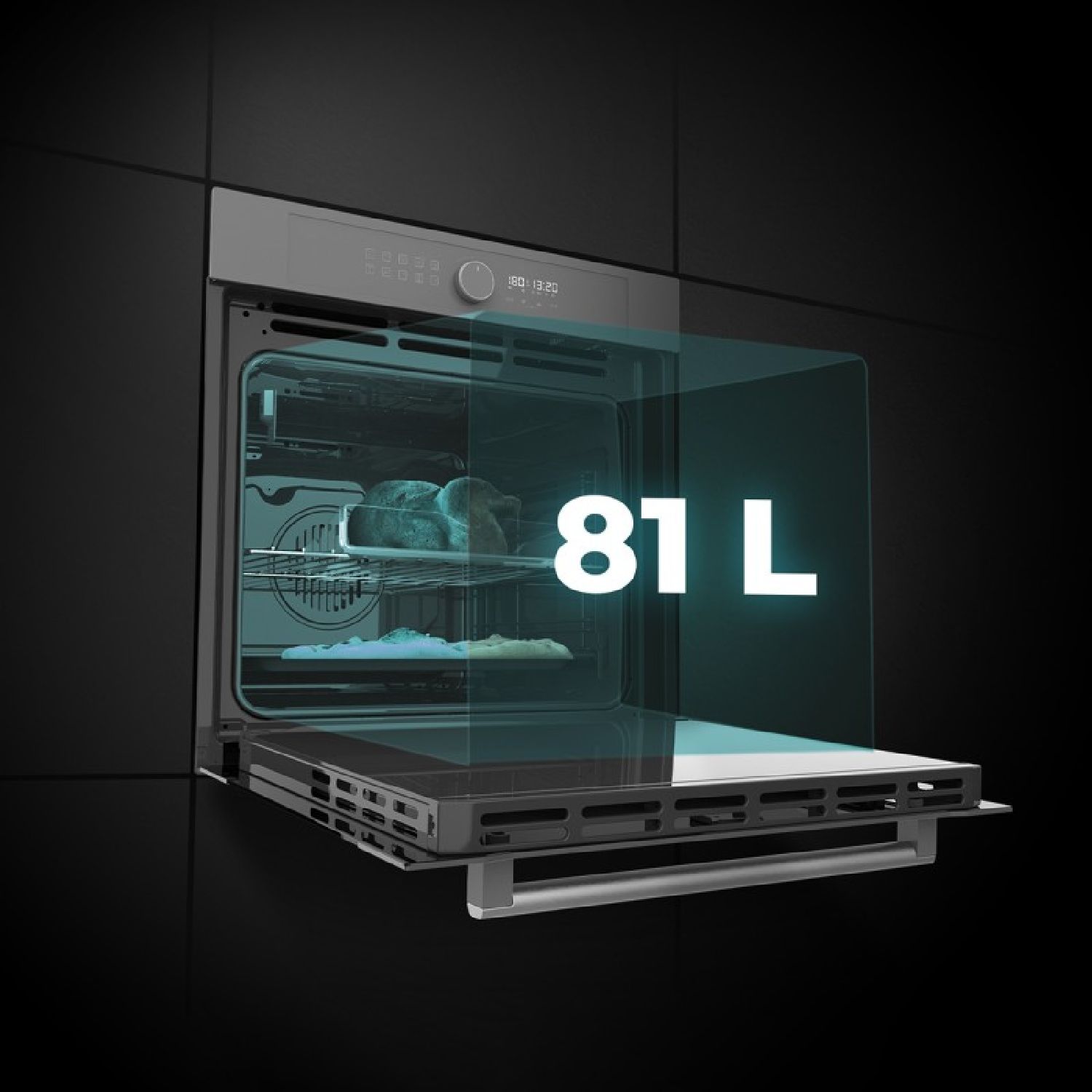 Horno Integrable Airfryer Glass Grey De 81l De Capacidad, 11 Funciones Con Airfryer Master, Pizza Master, Steam Asisst, Steam Ea