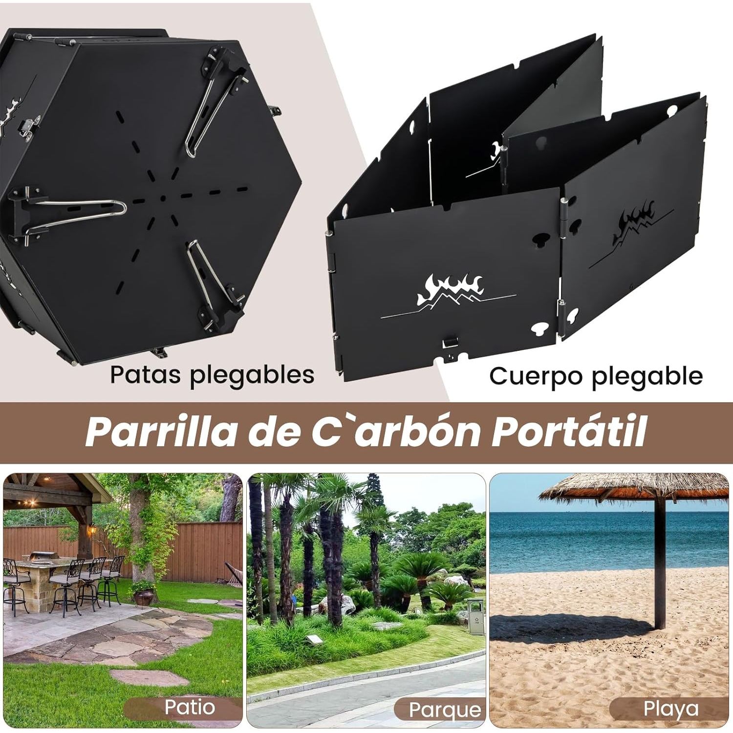 Barbacoa Carbon Grande Barbacoas De Carbon Y Leña Con Cuerpo Y Patas Plegables Costway 77 X 74 X 38 Cm