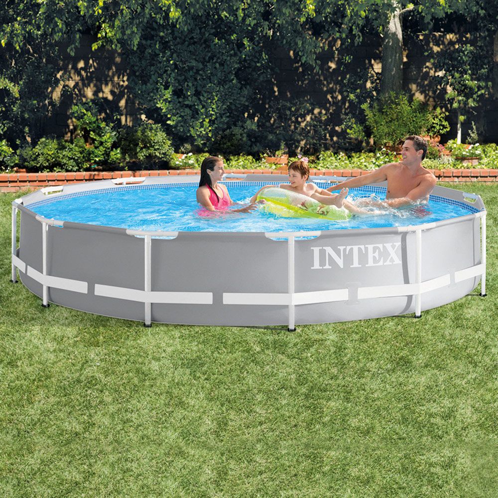 Piscina Desmontable Tubular Circular Pvc 366x76 Cm Gris Intex