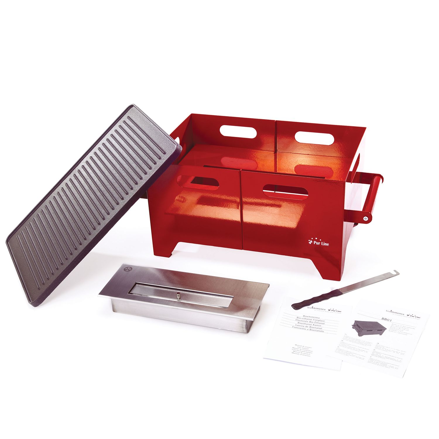 Barbacoa De Etanol 1.2l En Acero Negro Y Plancha De Hierro