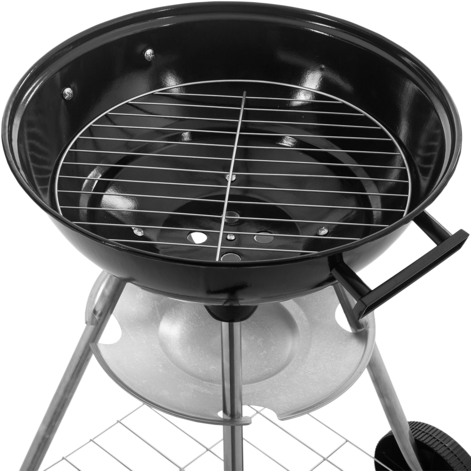 Primematik - Barbacoa De Carbón De 41x70 Cm Redonda Con Tapa Y Ruedas Bbq Grill Para Jardín Y Camping Kh51000