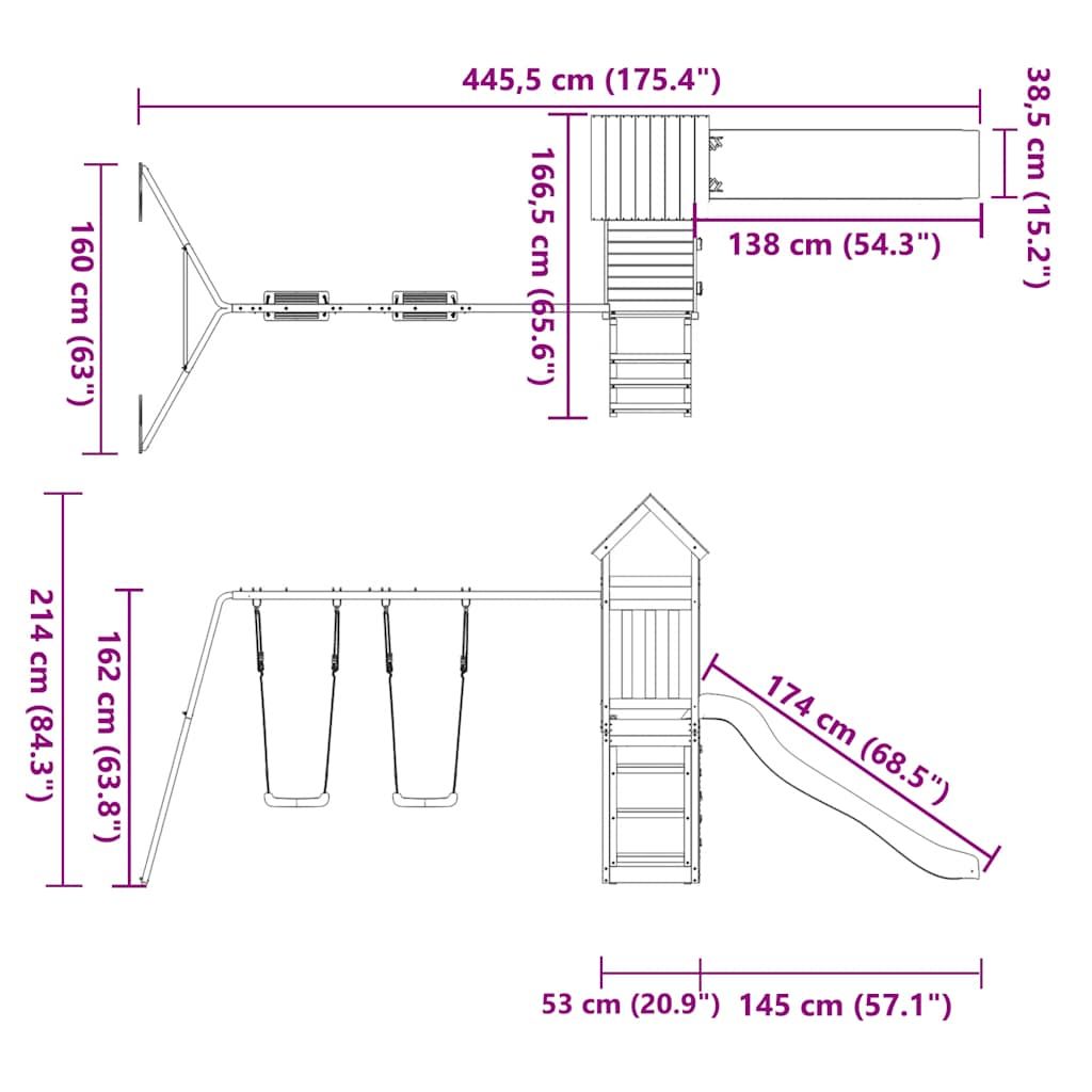 Parque Infantil De Exterior Madera Maciza De Pino Vidaxl
