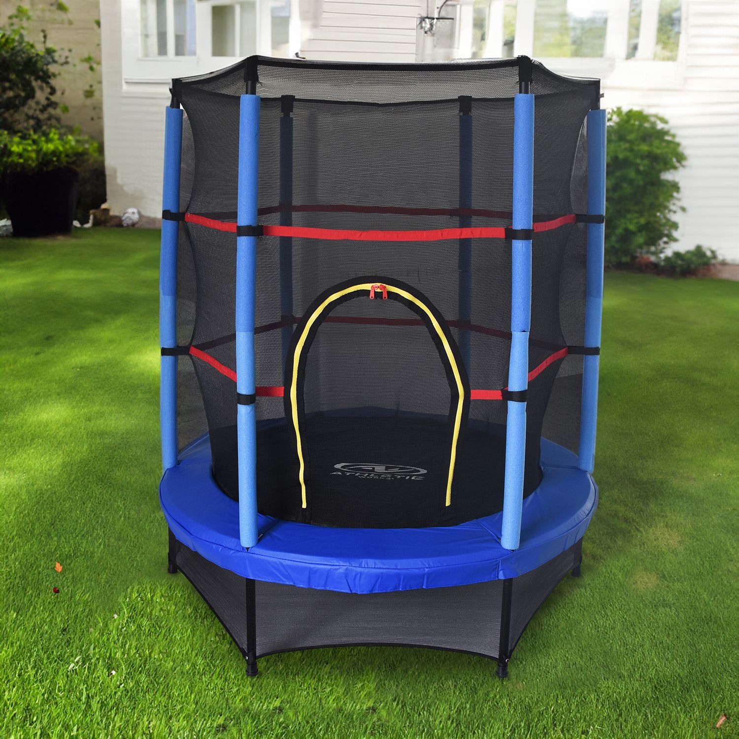 Cama Elástica Para Niños Outdoor Toys Happy Jump Blue Ø140x160 Cm Trampolín Infantil Con Red De Seguridad