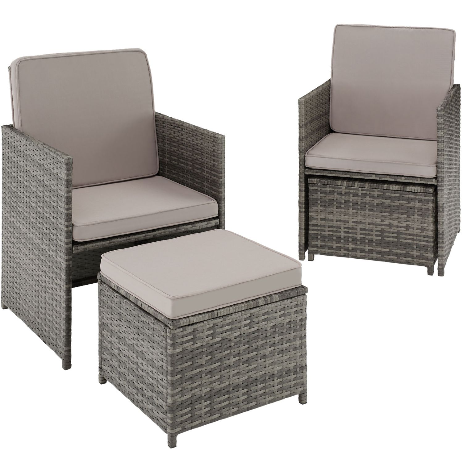 Conjunto De Ratán Palermo  - Gris