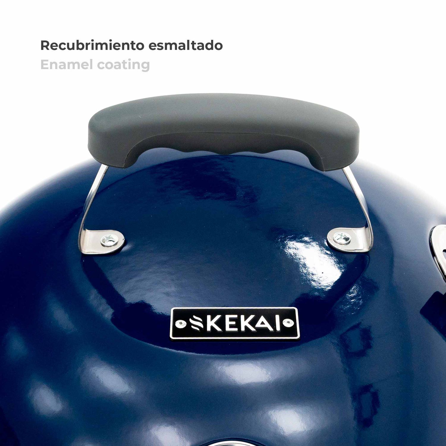 Barbacoa De Carbón Portátil Con Ruedas Kekai Yellowstone 58x47x100 Cm Redonda Con Tapa Y Encendedor Esmaltado En Azul