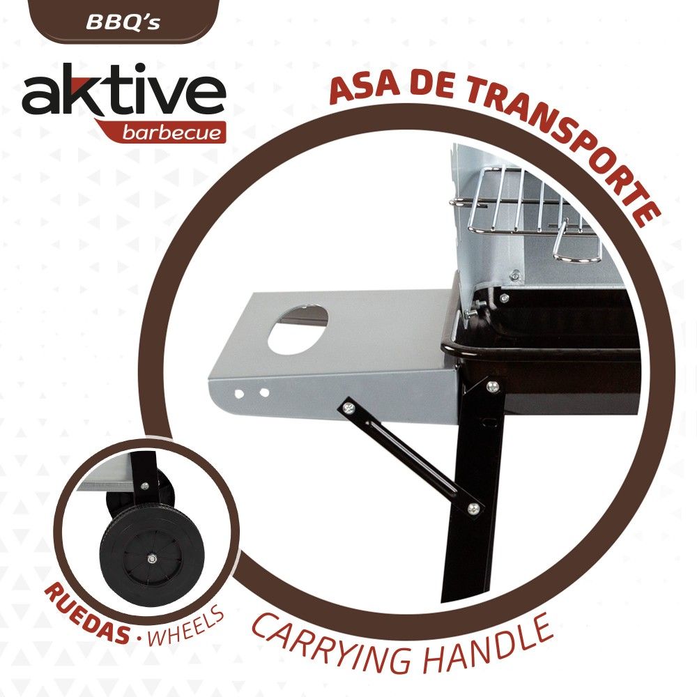 Barbacoa Carbón Portátil Con Parrilla 4 Alturas Aktive