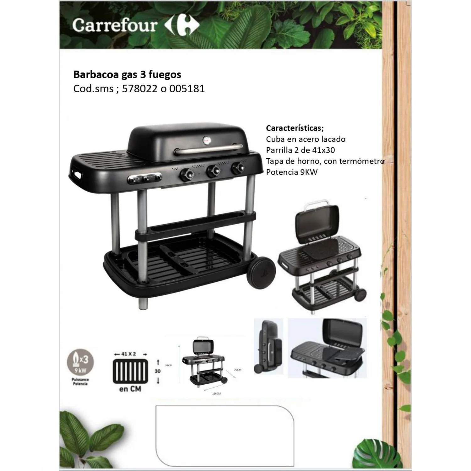 Barbacoa de Gas 3 Fuegos Hyba