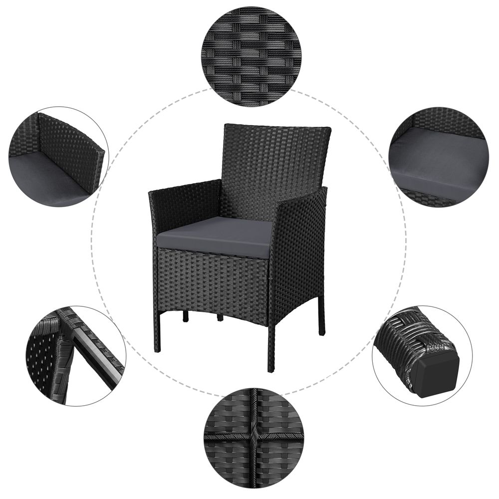 Conjunto De Mesa Y Sillas Exterior Para Balcón Jardin Negro